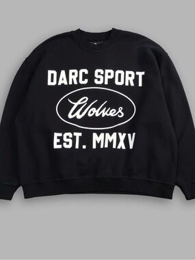 Darc Sport Black Crewneck Sweatshirt with White Wolves Graphic